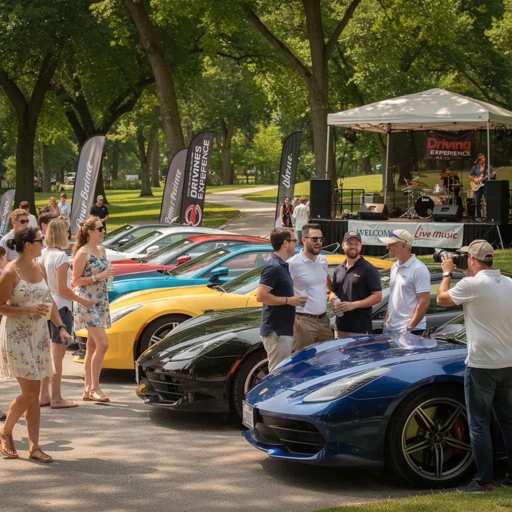 Fahrer, der einen leistungsstarken Sportwagen auf einer Rennstrecke steuert.